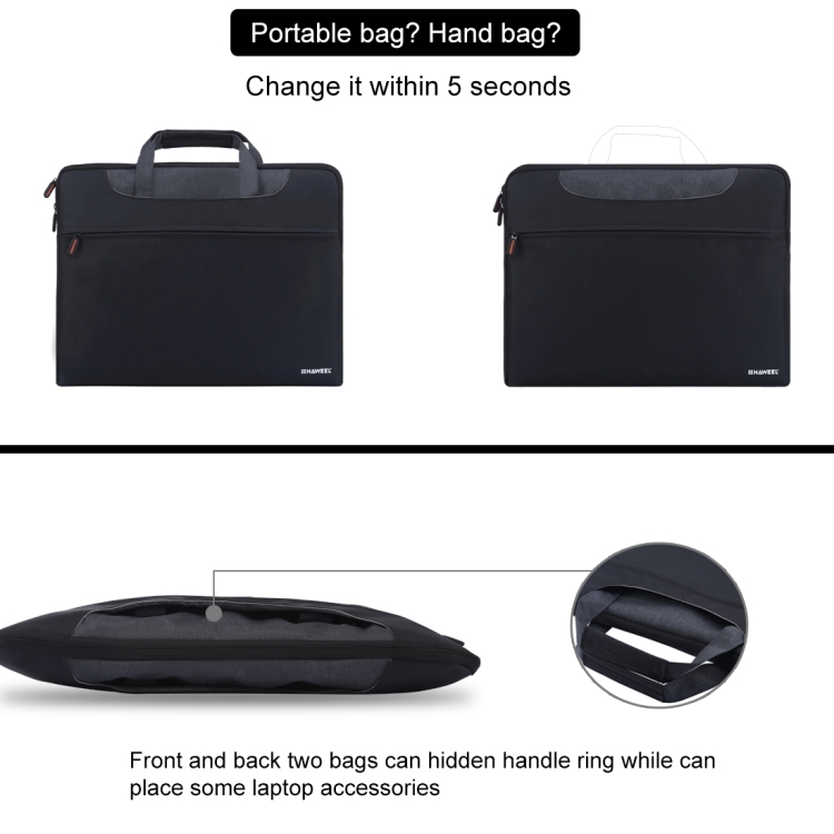 HAWEEL 15.6inch Laptop Handbag, For Macbook, Samsung, Lenovo, Sony, DELL Alienware, CHUWI, ASUS, HP, 15.6 inch and Below Laptops(Black) - 10