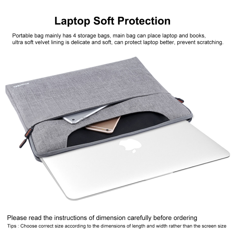 HAWEEL 15.6inch Laptop Handbag, For Macbook, Samsung, Lenovo, Sony, DELL Alienware, CHUWI, ASUS, HP, 15.6 inch and Below Laptops(Grey) - 12