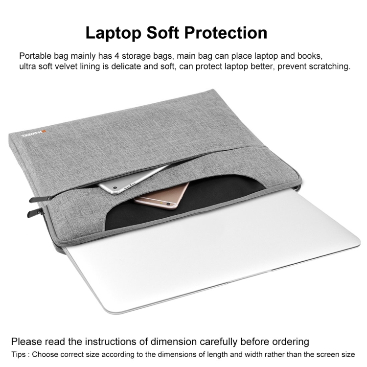 HAWEEL 15.6inch Laptop Handbag, For Macbook, Samsung, Lenovo, Sony, DELL Alienware, CHUWI, ASUS, HP, 15.6 inch and Below Laptops(Grey) - 6