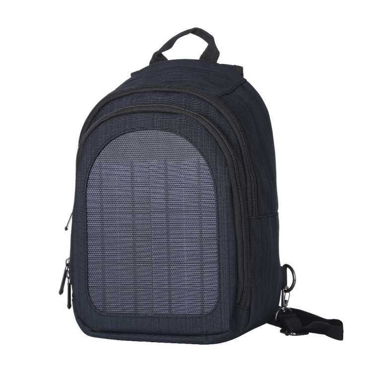 HAWEEL 5V Solar Panel Power Single & Double Shoulder Backpack Bag(Black) - 1