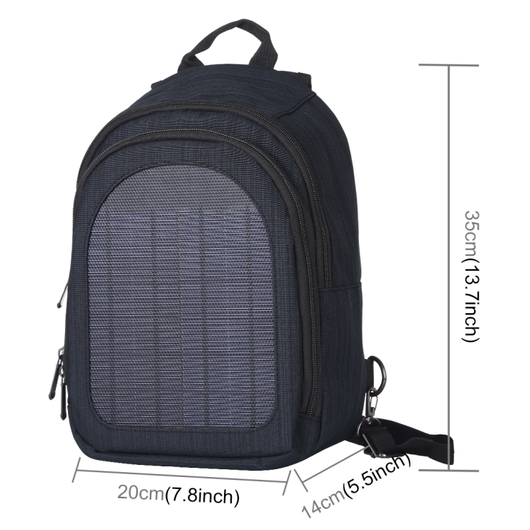 HAWEEL 5V Solar Panel Power Single & Double Shoulder Backpack Bag(Black) - 3