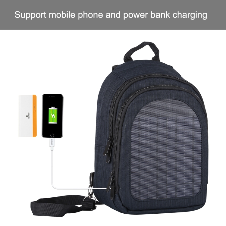 HAWEEL 5V Solar Panel Power Single & Double Shoulder Backpack Bag(Black) - 7