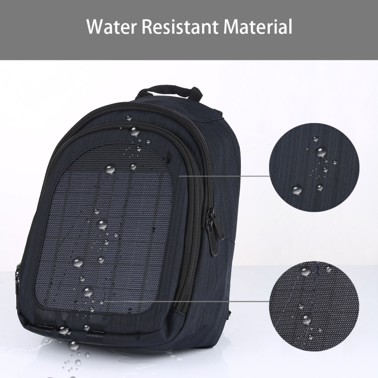 HAWEEL 5V Solar Panel Power Single & Double Shoulder Backpack Bag(Black) - 8