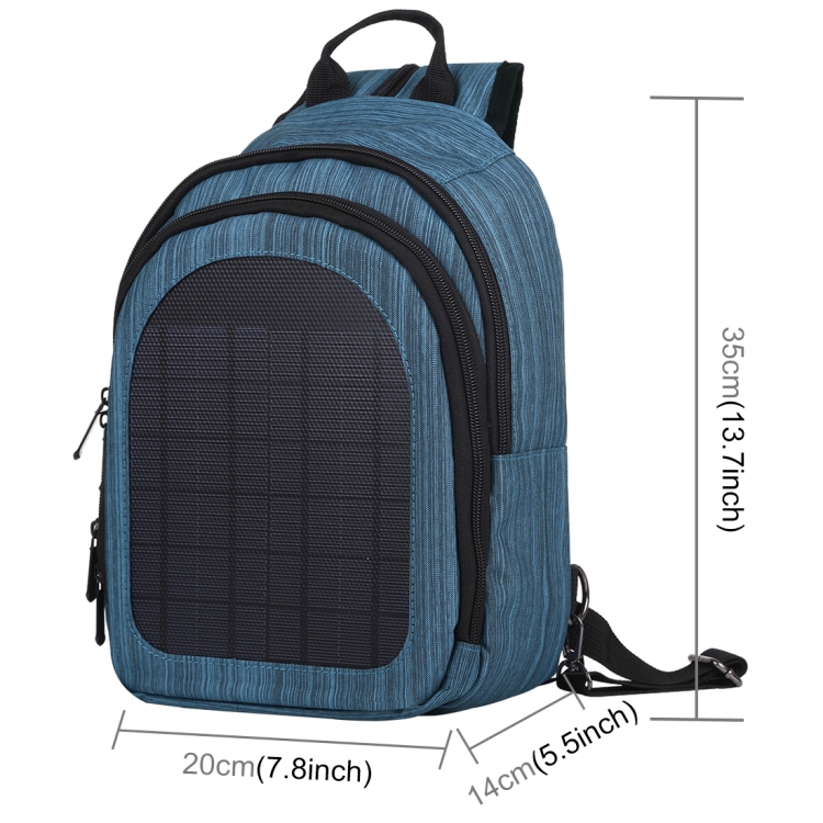 HAWEEL 5V Solar Panel Power Single & Double Shoulder Backpack Bag(Blue) - 1