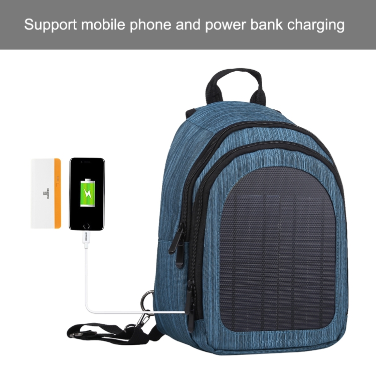 HAWEEL 5V Solar Panel Power Single & Double Shoulder Backpack Bag(Blue) - 6