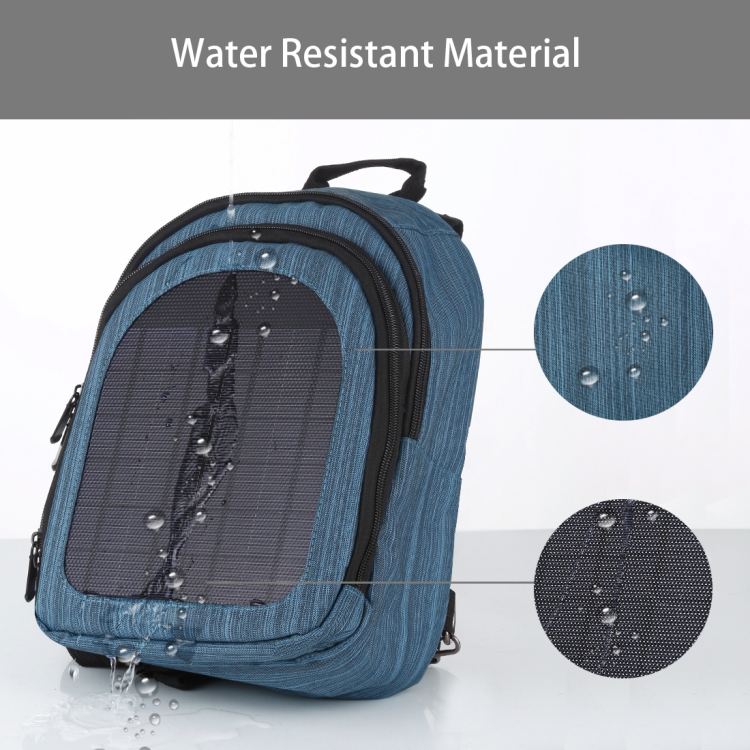 HAWEEL 5V Solar Panel Power Single & Double Shoulder Backpack Bag(Blue) - 7