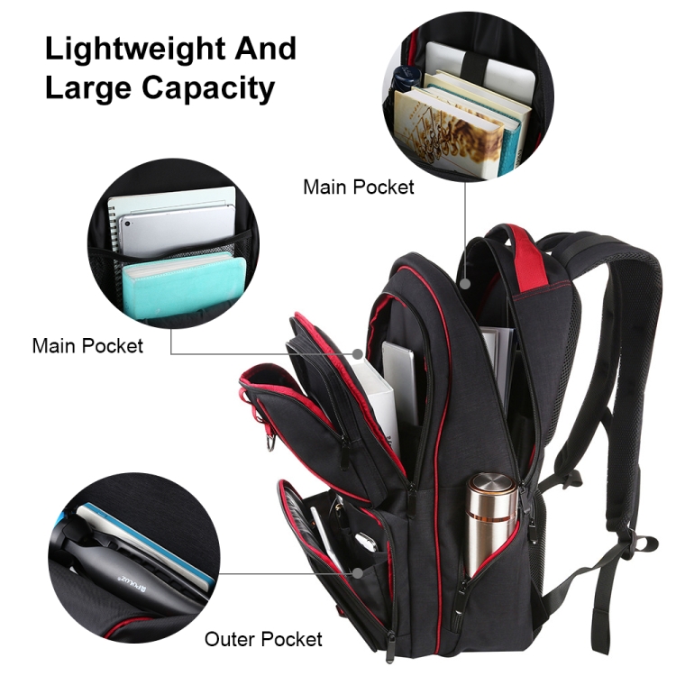 HAWEEL 14W Foldable Solar Power Outdoor Portable Canvas Dual Shoulders Laptop Backpack, USB Output: 5V 2.1A Max(Black) - 7