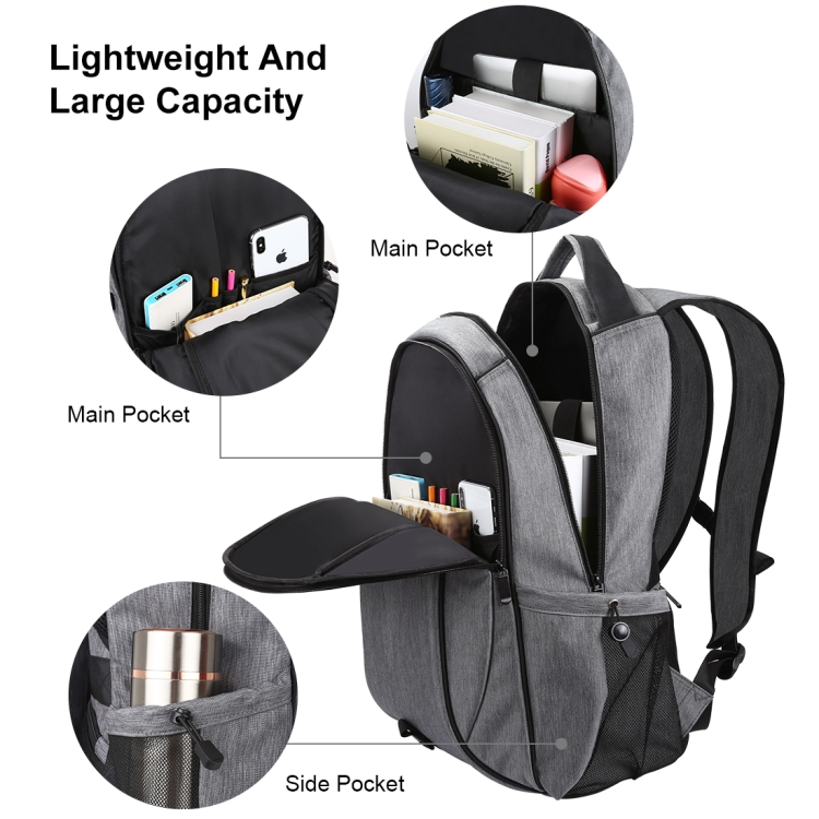 HAWEEL 14W Foldable Removable Solar Power Outdoor Portable Canvas Dual Shoulders Laptop Backpack, USB Output: 5V 2.1A Max(Grey) - 6