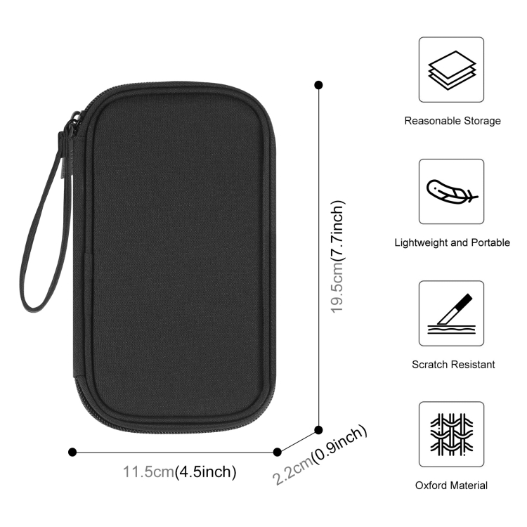 HAWEEL Electronic Organizer Storage Bag for Cellphones, Power Bank, Cables, Mouse, Earphones(Black) - 1