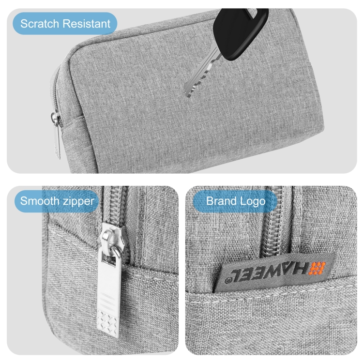 HAWEEL Electronics Organizer Storage Bag for Charger, Power Bank, Cables, Mouse, Earphones, Size: L(Grey) - 2