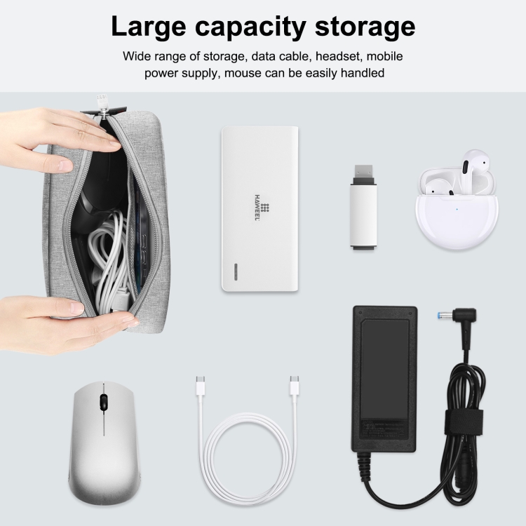 HAWEEL Electronics Organizer Storage Bag for Charger, Power Bank, Cables, Mouse, Earphones, Size: L(Grey) - 4