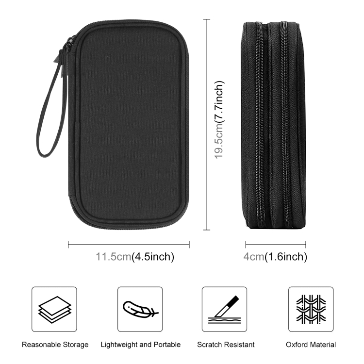 HAWEEL Electronic Organizer Double Layers Storage Bag for Cables, Charger, Power Bank, Phones, Earphones(Black) - 1