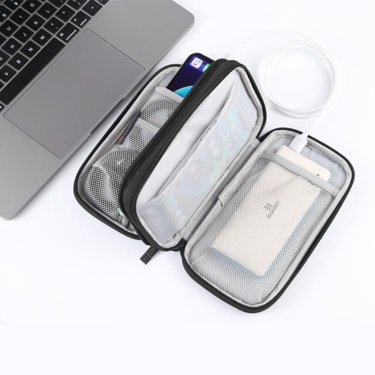 HAWEEL Electronic Organizer Double Layers Storage Bag for Cables, Charger, Power Bank, Phones, Earphones(Black) - 6