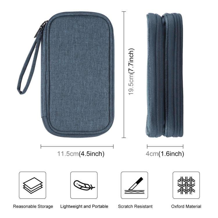 HAWEEL Electronic Organizer Double Layers Storage Bag for Cables, Charger, Power Bank, Phones, Earphones(Dark Blue) - 1