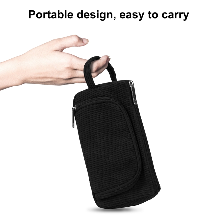 HAWEEL Corduroy Triangular Pen Case Makeup Pouch Travel Cosmetic Organizer Bag (Black) - 4