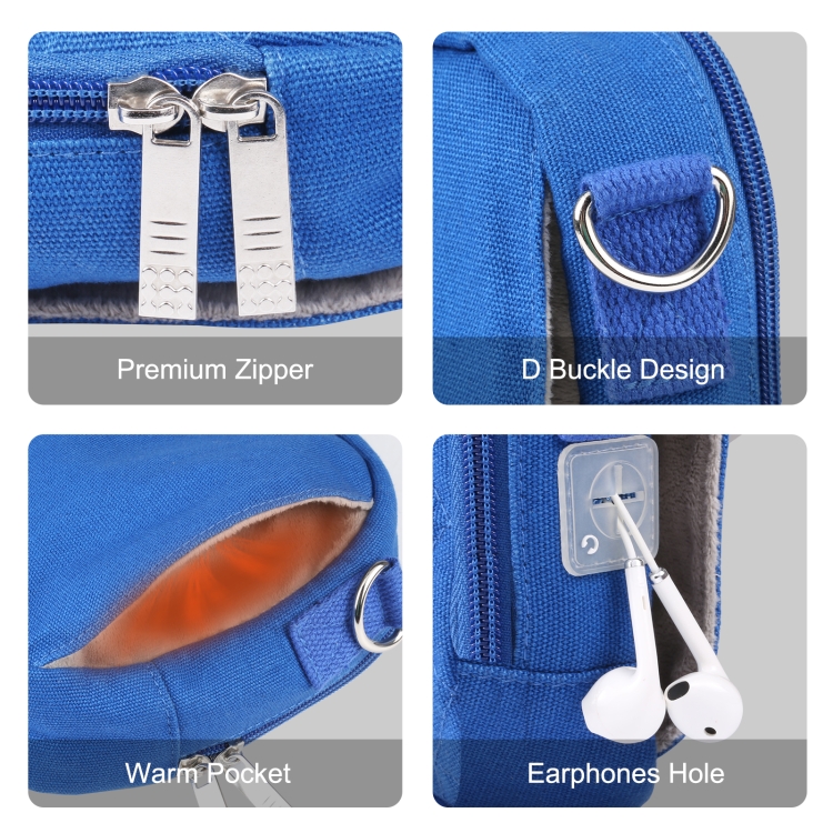 HAWEEL Messenger Shoulder Small Bag Digital Tablet Phone Warmer Storage Bag with Hand Warmer(Blue) - 2