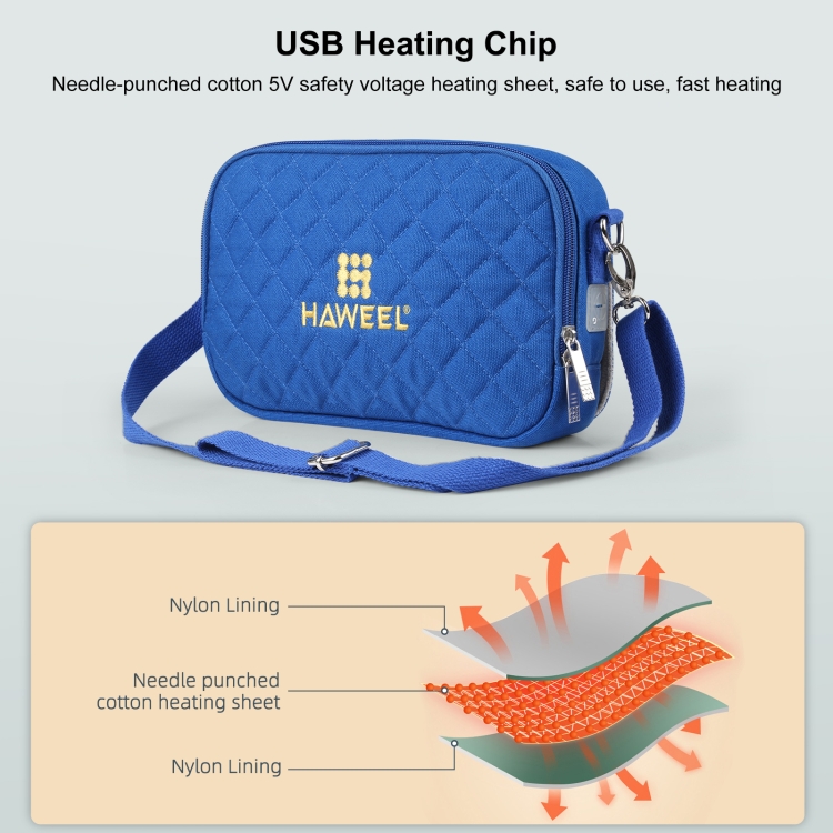 HAWEEL Messenger Shoulder Small Bag Digital Tablet Phone Warmer Storage Bag with Hand Warmer(Blue) - 3