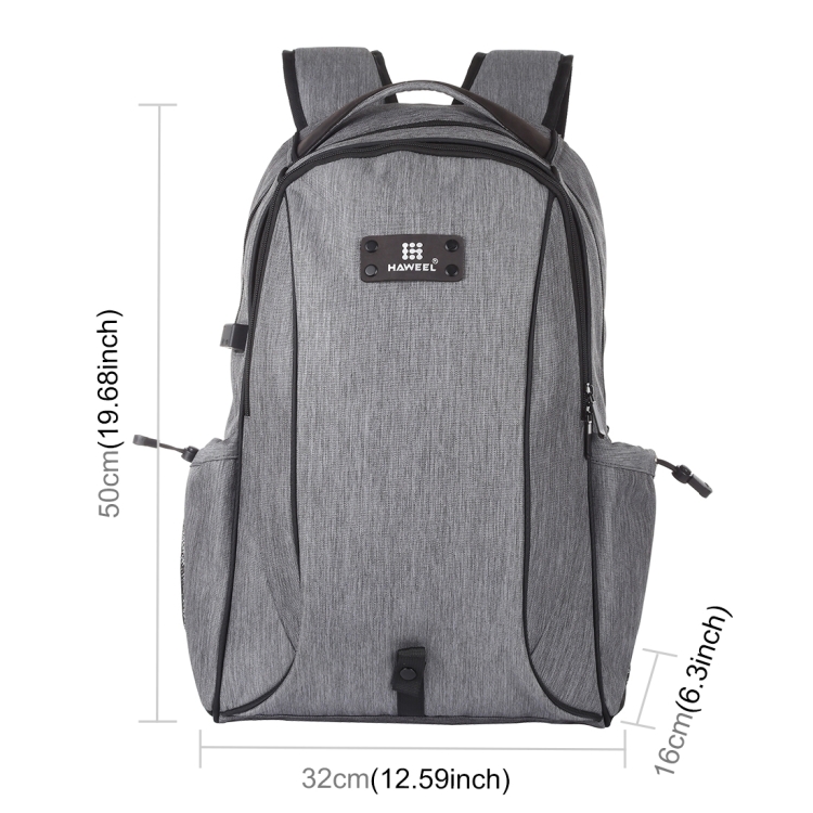 HAWEEL Outdoor Portable Canvas Dual Shoulders Laptop Backpack(Grey) - 2