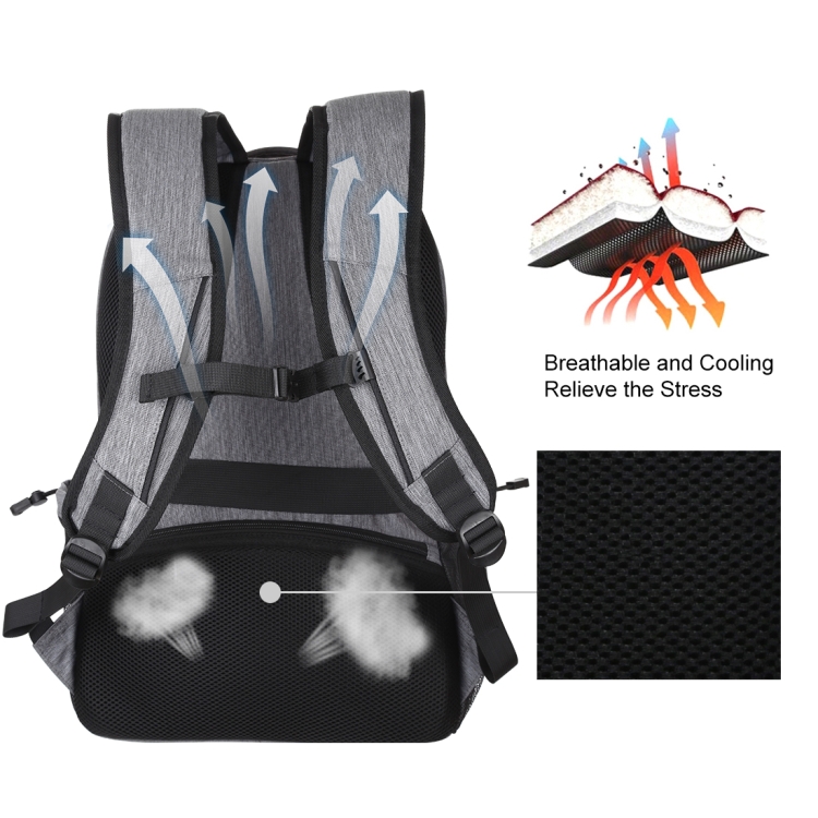 HAWEEL Outdoor Portable Canvas Dual Shoulders Laptop Backpack(Grey) - 3
