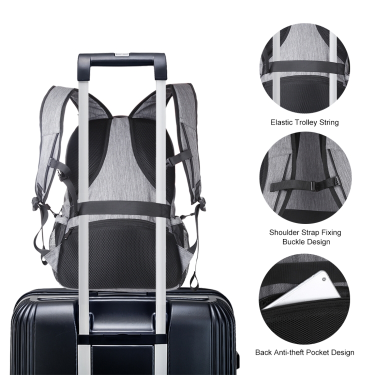 HAWEEL Outdoor Portable Canvas Dual Shoulders Laptop Backpack(Grey) - 7