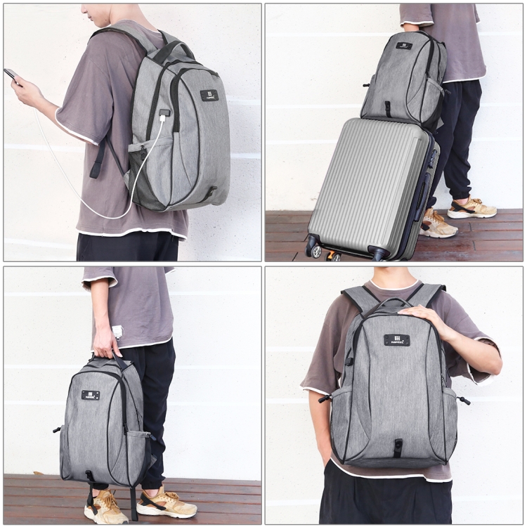 HAWEEL Outdoor Portable Canvas Dual Shoulders Laptop Backpack(Grey) - 8
