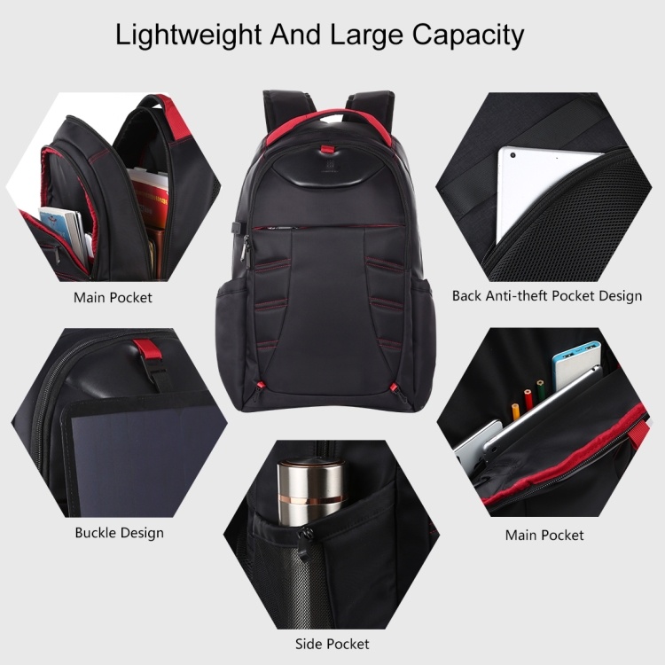 HAWEEL Foldable Removable Outdoor Portable Dual Shoulders Laptop Backpack(Black) - 4