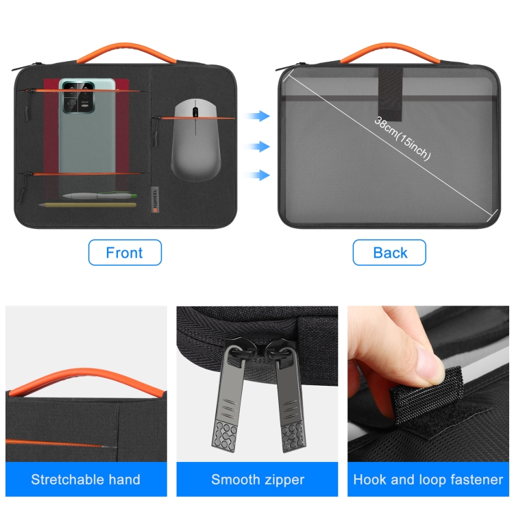 HAWEEL 13.0 inch Sleeve Case Zipper Briefcase Laptop Handbag For Macbook, Samsung, Lenovo Thinkpad, Sony, DELL Alienware, CHUWI, ASUS, HP, 13 inch -13.5 inch Laptops(Black) - 2