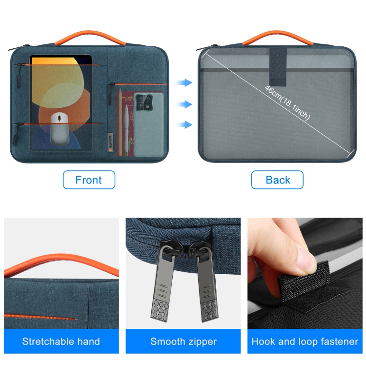 HAWEEL 15.0 inch Sleeve Case Zipper Briefcase Laptop Handbag For Macbook, Samsung, Lenovo Thinkpad, Sony, DELL Alienware, CHUWI, ASUS, HP, 15.0 inch-16.0 inch Laptops(Navy Blue) - 2