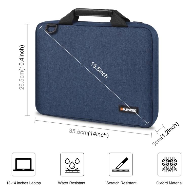 HAWEEL 14.0 inch-15.0 inch Briefcase Crossbody Laptop Bag For Macbook, Lenovo Thinkpad, ASUS, HP(Navy Blue) - 3