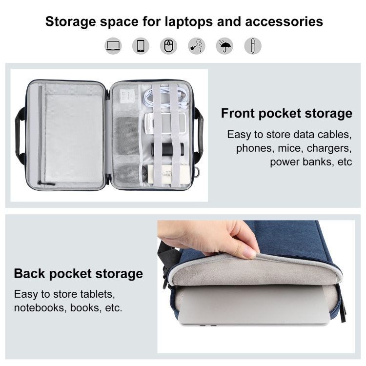 HAWEEL 14.0 inch-15.0 inch Briefcase Crossbody Laptop Bag For Macbook, Lenovo Thinkpad, ASUS, HP(Navy Blue) - 6