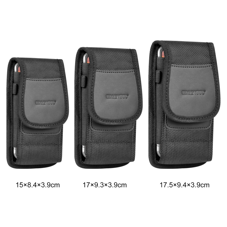 HAWEEL 4.7-6.1 inch Nylon Cloth Phone Belt Clip Carrying Pouch with Card Slot (Black) - 6