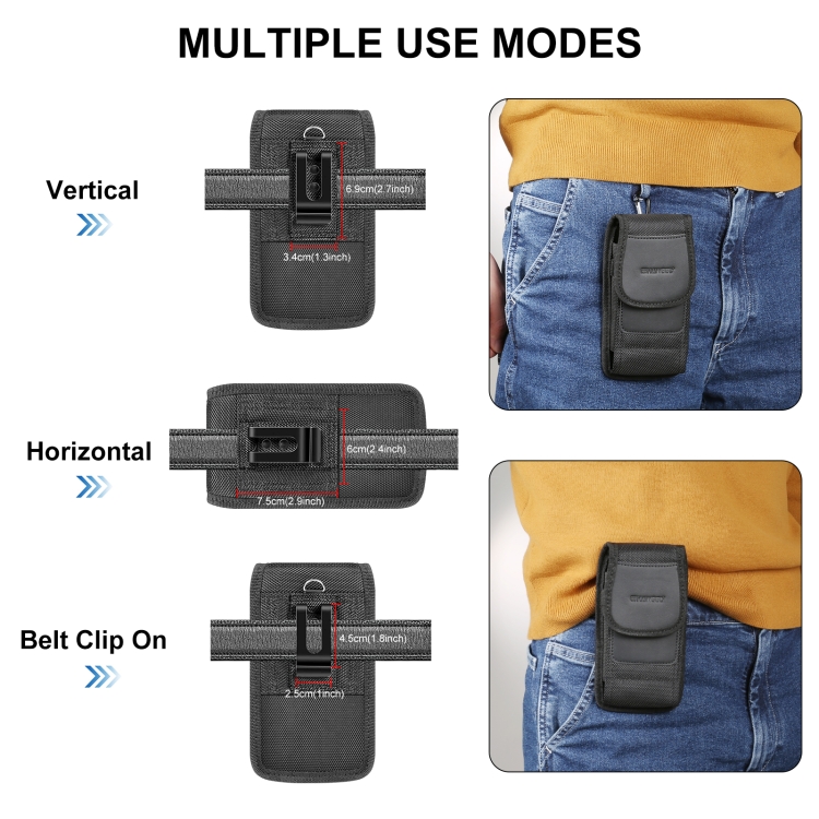 HAWEEL 6.1-6.8 inch Nylon Cloth Phone Belt Clip Carrying Pouch with Card Slot(Black) - 3
