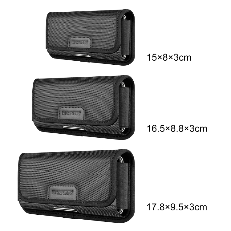 HAWEEL 6.1-6.8 inch Nylon Cloth Phone Belt Clip Horizontal Carrying Pouch with Card Slot (Black) - 7