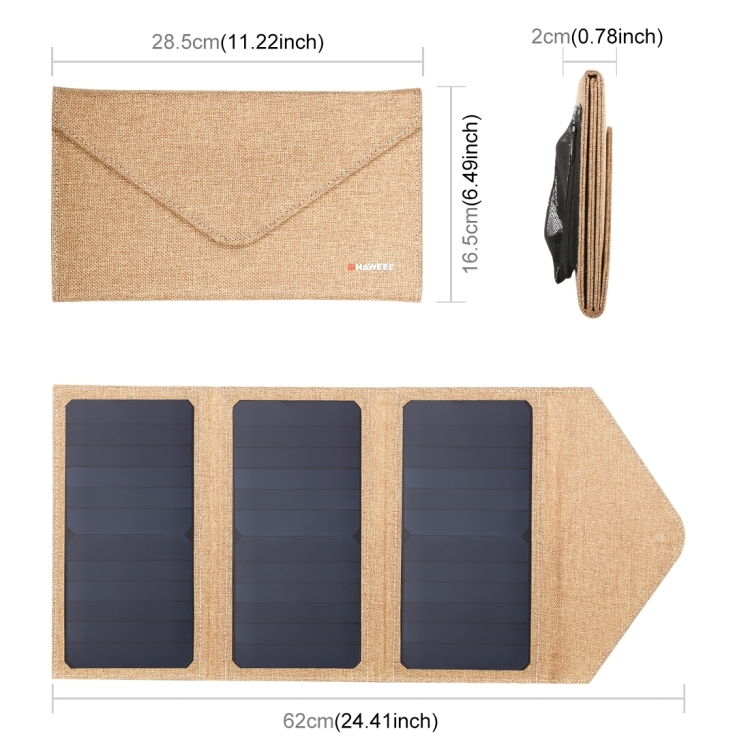 HAWEEL 21W Foldable Solar Panel Charger with 5V 2.9A Max Dual USB Ports(Yellow) - 2