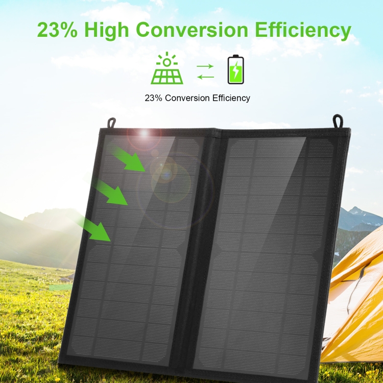 HAWEEL 12W 2 Panels Foldable Solar Panel Charger Bag with 5V / 3.1A Max Dual USB Ports, Support QC3.0 and AFC - 9