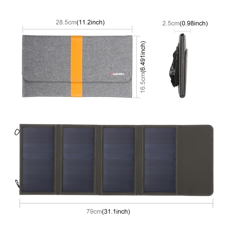 HAWEEL 28W Foldable Solar Panel Charger with 5V 2.9A Max Dual USB Ports - 2