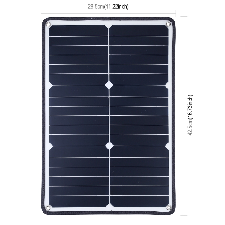 HAWEEL Portable 20W Monocrystalline Silicon Solar Power Panel Charger, with USB Port & Holder & Tiger Clip, Support QC3.0 and AFC(Black) - 3