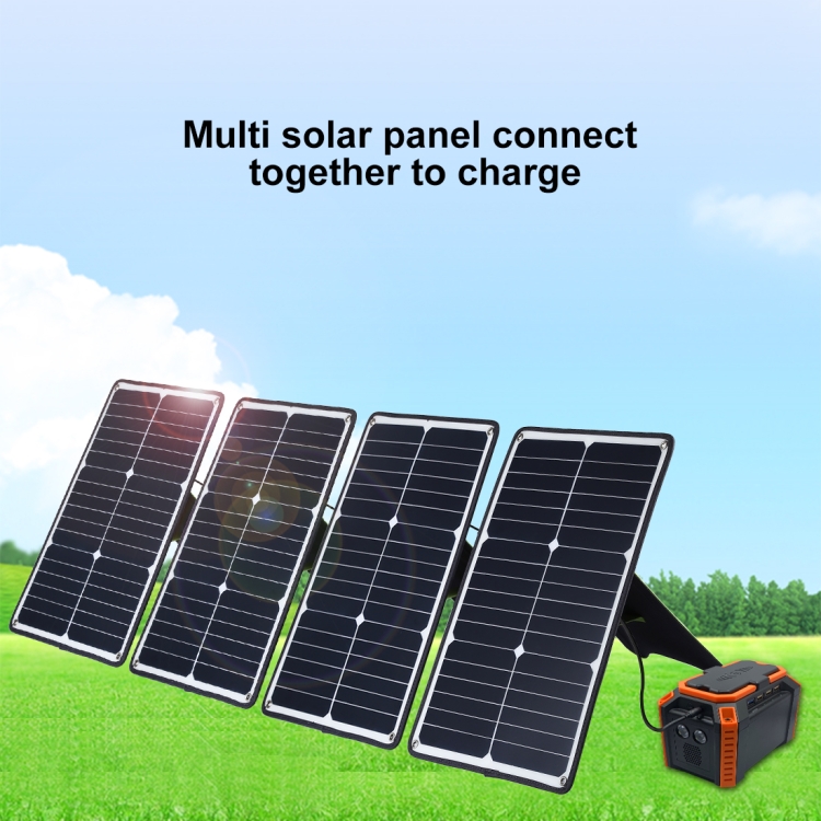 HAWEEL 4 PCS 20W Monocrystalline Silicon Solar Power Panel Charger, with USB Port & Holder & Tiger Clip, Support QC3.0 and AFC(Black) - 12