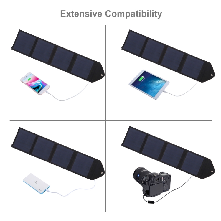 HAWEEL 14W Ultrathin Foldable Solar Panel Charger with 5V / 2.2A USB Port, Support QC3.0 and AFC(Black) - 10