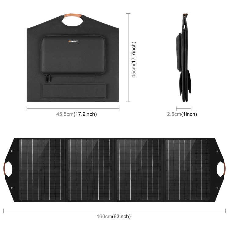HAWEEL 100W Foldable Solar Panel Charger Travel Folding Bag (Black) - 2