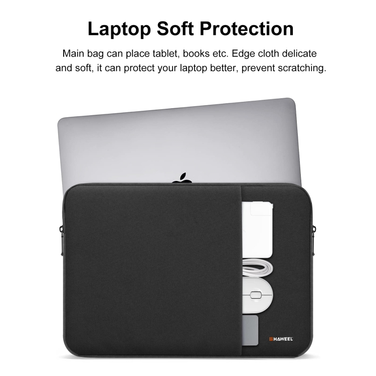 HAWEEL 15.0 inch Sleeve Case Zipper Briefcase Laptop Carrying Bag, For Macbook, Samsung, Lenovo, Sony, DELL Alienware, CHUWI, ASUS, HP, 15 inch and Below Laptops(Black) - 5