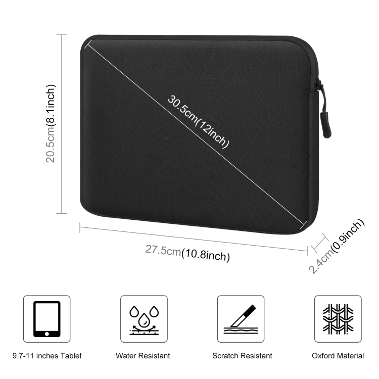HAWEEL 11 inch Tablet Sleeve Case Zipper Briefcase Bag for 9.7-11.0 inch Tablets(Black) - 1