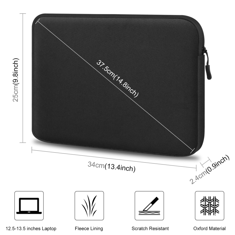 HAWEEL 13 inch Laptop Sleeve Case Zipper Briefcase Bag for 12.5-13.5 inch Laptop(Black) - 1