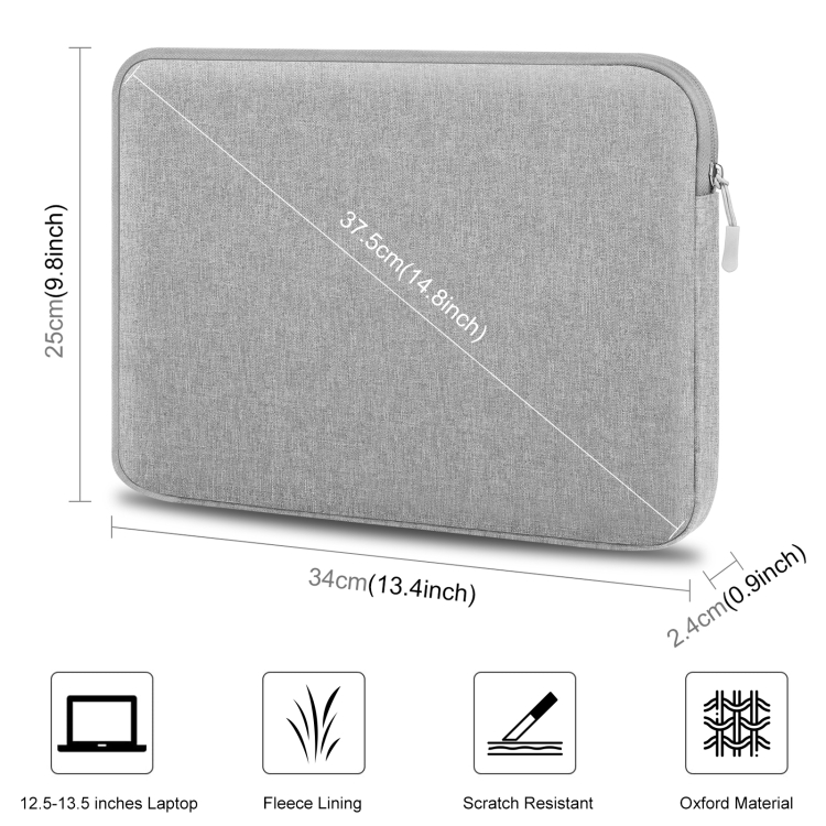 HAWEEL 13 inch Laptop Sleeve Case Zipper Briefcase Bag for 12.5-13.5 inch Laptop(Grey) - 1