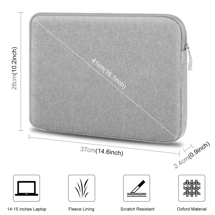 HAWEEL 15 inch Laptop Sleeve Case Zipper Briefcase Bag for 14-15 inch Laptop(Grey) - 1