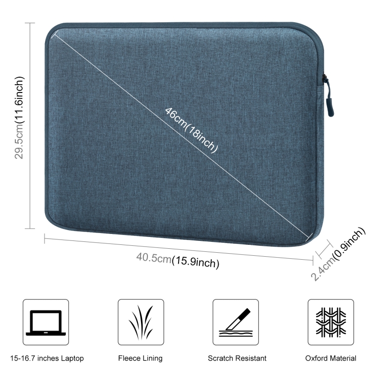 HAWEEL 16 inch Laptop Sleeve Case Zipper Briefcase Bag for 15-16.7 inch Laptop(Dark Blue) - 1
