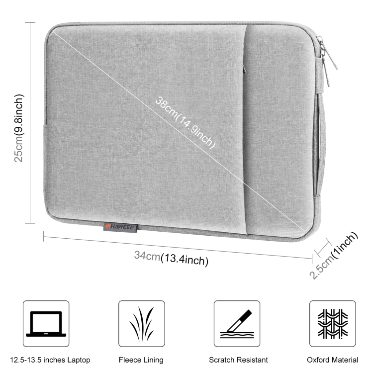 HAWEEL Laptop Sleeve Case Zipper Briefcase Bag with Handle for 12.5-13.5 inch Laptop(Grey) - 1