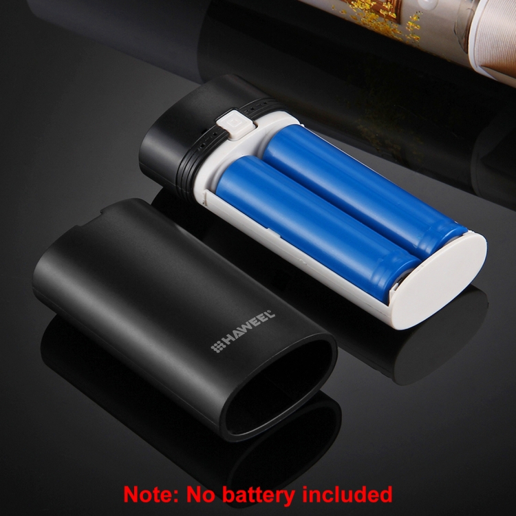 HAWEEL DIY 2x 18650 Battery (Not Included) 5600mAh Power Bank Shell Box with USB Output & Indicator(Black) - 7
