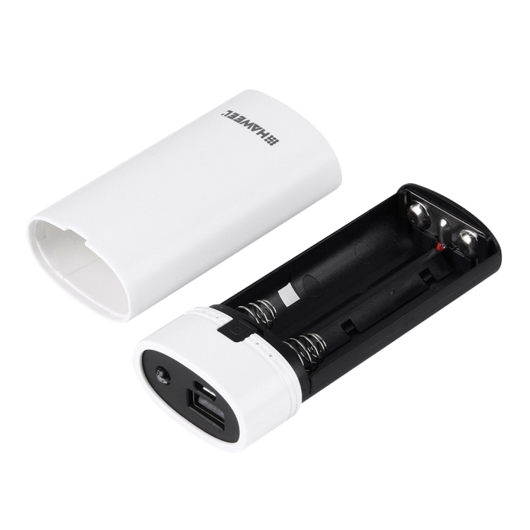 HAWEEL DIY 2x 18650 Battery (Not Included) 5600mAh Power Bank Shell Box with USB Output & Indicator(White) - 1