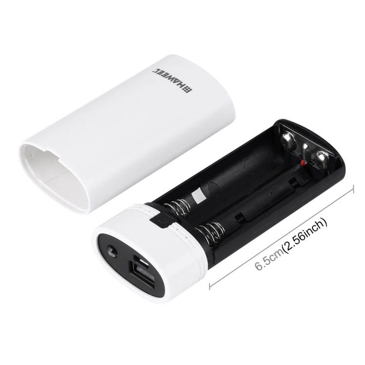 HAWEEL DIY 2x 18650 Battery (Not Included) 5600mAh Power Bank Shell Box with USB Output & Indicator(White) - 3